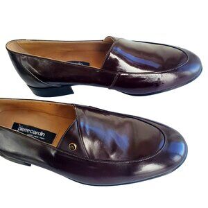 Pierre Cardin 70s Men Size 8 Brown Patent Leather Slip On Shoes Deadstock NWOT